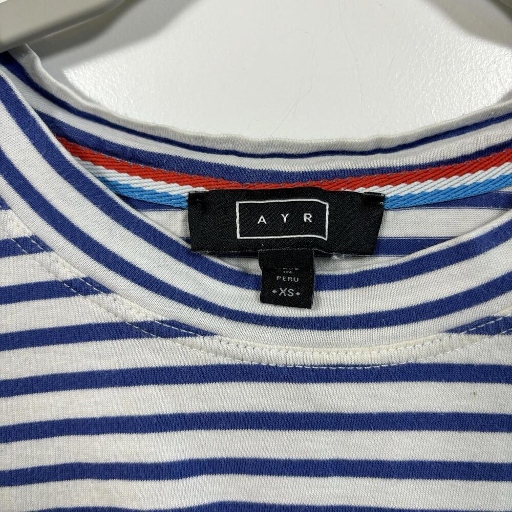 AYR Shirt Small Womens The French Fry Tee Blue Striped Long Sleeve Size Xs - Picture 2 of 5